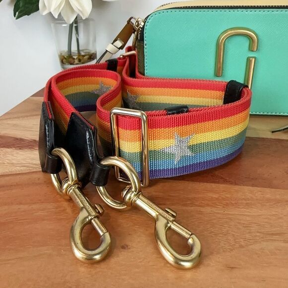 Pre-owned MARC JACOBS Saffiano Rainbow Strap Color Block Snapshot Camera Bag - Picture 5 of 11